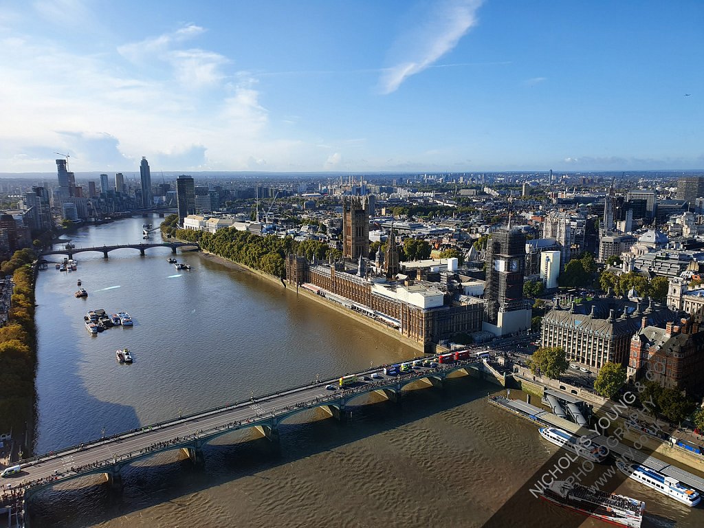 Aerial view of London skyline, Westminster